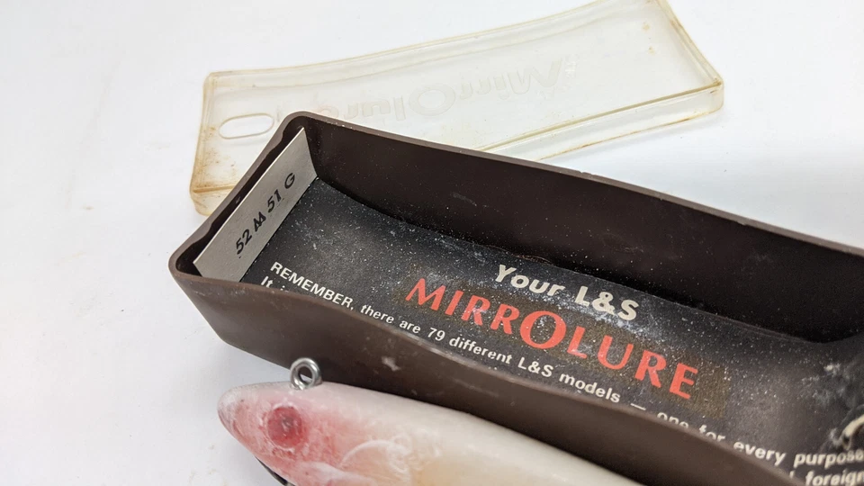 Señuelo de pesca vintage L&S Mirrolure 52M51G blanco rojo cabeza payaso jerkbait twitch Foto 2 de 4