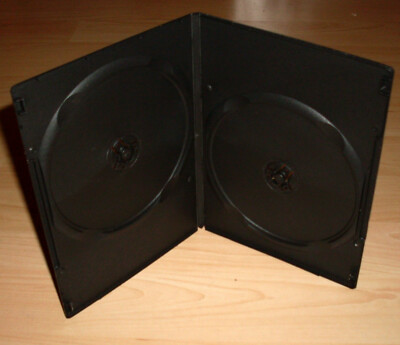 10 DVD Hüllen Case Slim 2fach Doppel dünn 7mm 190 x 135 x 7 schwarz schmal Neu