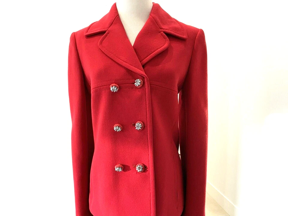 $895 Moschino дешевая и шикарная юбка костюм красный размер 4/6 винтажный 90-х сделано в Италии - Изображение 2 из 4