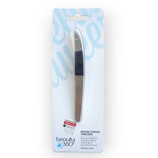 Beauty360 Salon Deluxe Curved Tweezers Slant Tip Stainless Steel
