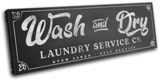 Retro Laundry Chalk Type Vintage SINGLE CANVAS WALL ART Picture Print