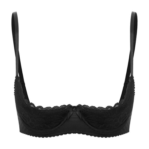 Reggiseno donna 1/4 coppa pizzo capezzolo aperto top intimo reggiseno bralette tuffo senza fili - Foto 19 di 43