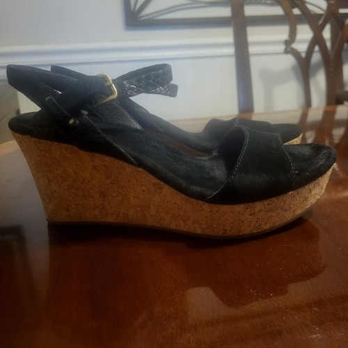 Ugg Australia Dalessio Korkkkeilabsatz Leder geflochten Slingback schwarz Gr. 6,5 Sandale - Bild 3 von 19