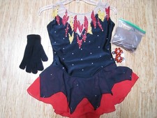 Lady ice skating dress with new over boot tights, gloves and hair tie