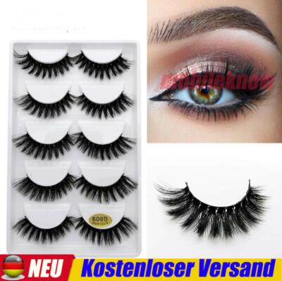 5 Paar 3D Echthaar Wimpern 100% Mink Lashes Fake False Faux Eyelashes G809