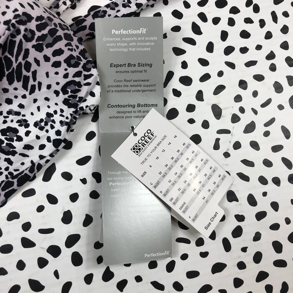 Sutiã COCO REEF tamanho preto branco estampa de animais SWIM TOP Tankini 34C U76120 - Imagem 4 de 4