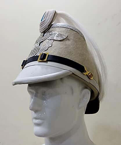 White German Shako Helmet Made of Leather, Imperial Prussian Helmet - Picture 4 of 12