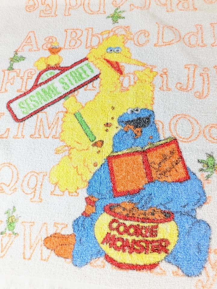 Toalha de banho vintage colecionável infantil Sesame Street Cookie Monster - Imagem 2 de 4
