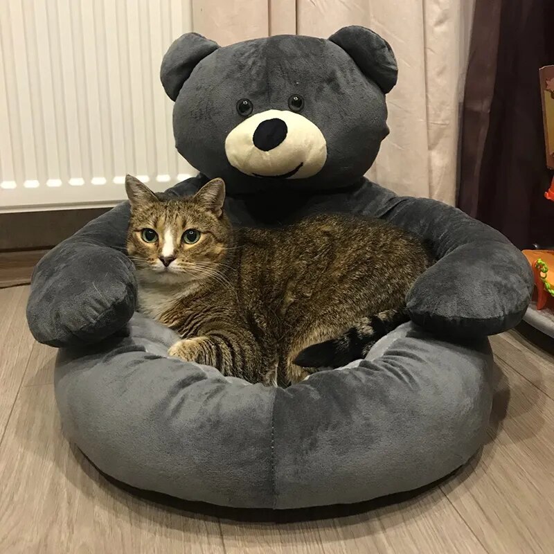 Winter Bear Hug Bed Cat Dog Sleeping Mat Plush Puppy Cushion Sofa
