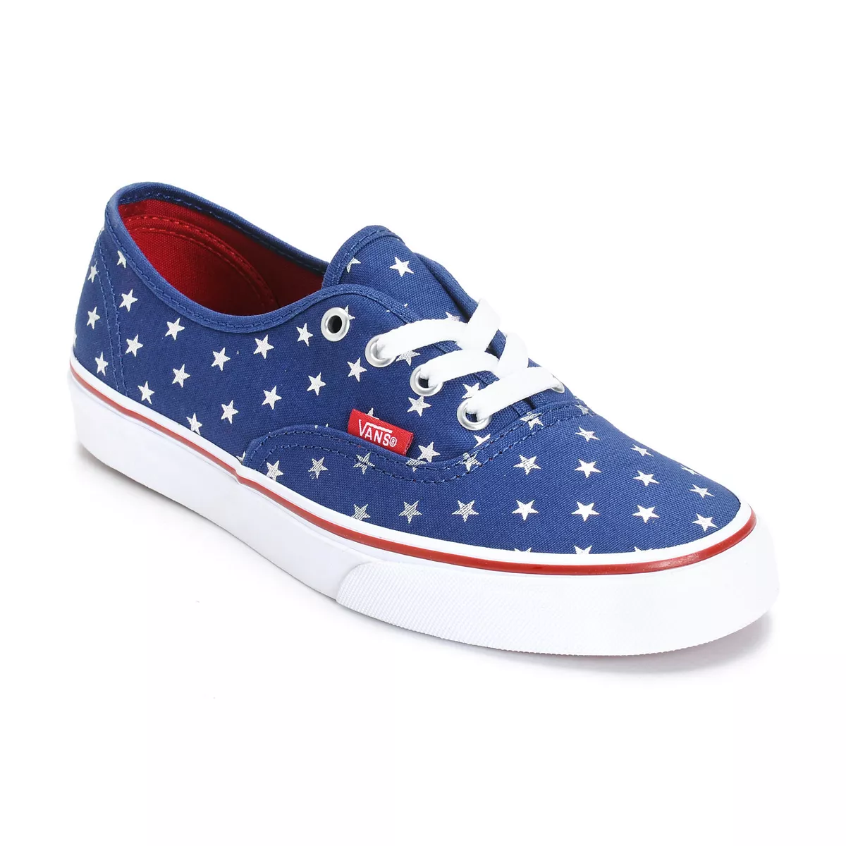 VANS AUTHENTIC FOIL STARS RED BLUE SHOES KIDS US 1.5 UK 1 EUR 32 CM 19.5 SK8 NEW