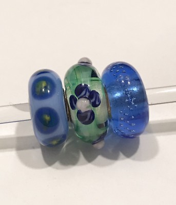 authentic trollbeads ooak Set of 3 Glass Beads at least one OOAK in Set