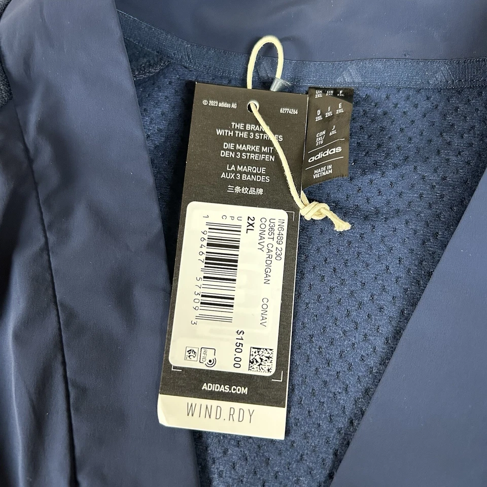 Adidas Wind Rdy Cardigan Sweater Mens XXL 2XL Navy Windbreaker $150 MSRP New - Image 3 of 4