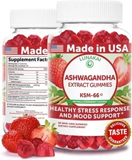 Lunakai Ashwagandha Extract 60 Gummies KSM-66 Non-GMO Strawberry Flavor