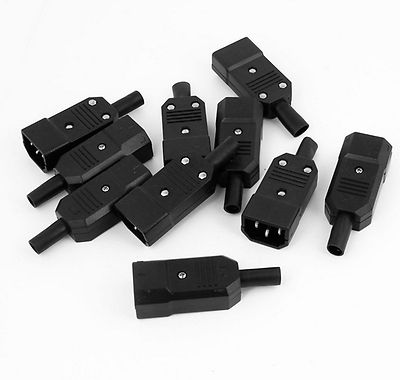 10 PCS IEC320 C14 Male Plug Power Adapter Cable Connector AC 250V 10A