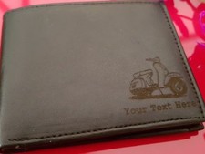 Scooter engraved Leather Wallet (merchandise gift present Lambretta Vespa)
