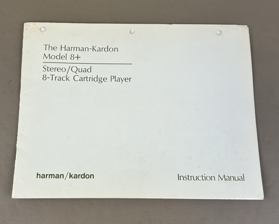 Harman Kardon 8 + Sterep/Quad 8-Track Cartridge Player Instruction Manual D-493