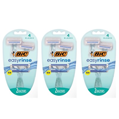 3 BIC Easy Rinse Anti-Clogging Women's Disposable Razors 4 Blades 2 ct. Ea. Pack