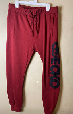 ECKO Unltd. Mens Dark Red Joggers Rhino/Spellout on leg SZ L-Excellent