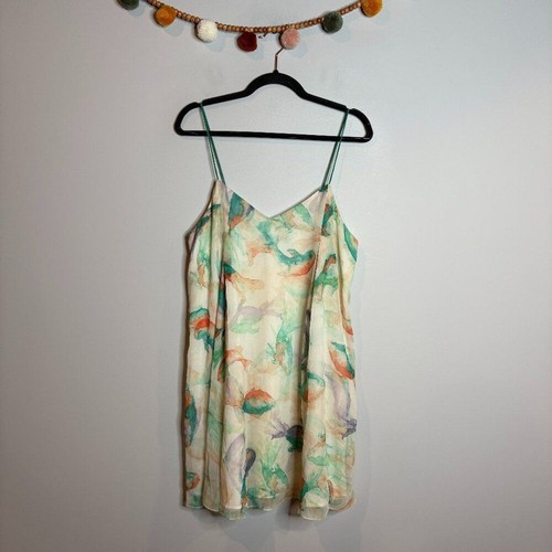 Zara watercolor trapeze slip dress