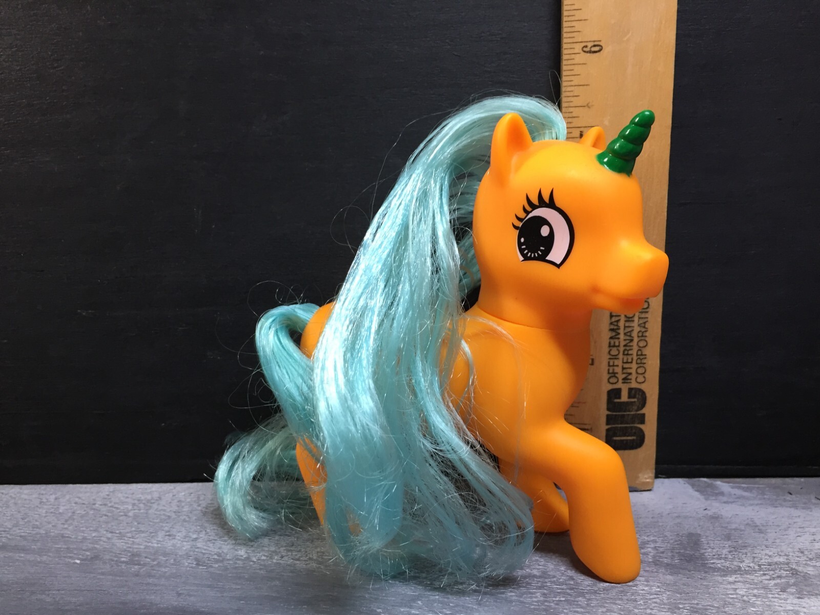 Dolgen Fakie Non-MLP Orange Unicorn Blue Mane and Tail Sun on Rump