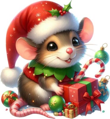 Bunte Weihnachten Ratte Tier Wandkunst Schlafzimmer Laptop Dekor Vinyl Aufkleber Abziehbild