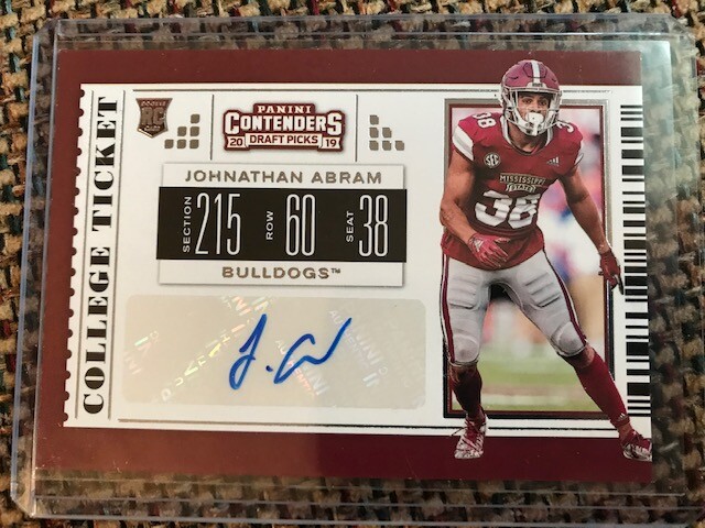JOHNATHAN ABRAM 2019 Panini Contenders Draft Autograph AUTO Raiders rookie