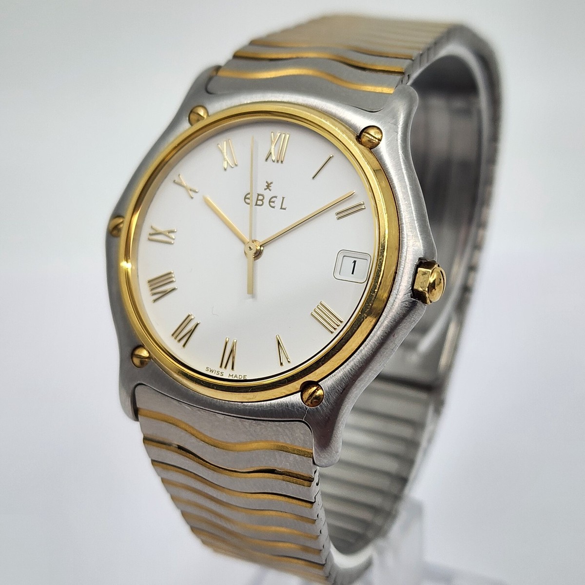 E☆ BE CLASSIC Ebel Classic Sports Wave 750 18k & Steel Quartz Mens Watch 35mm | eBay
