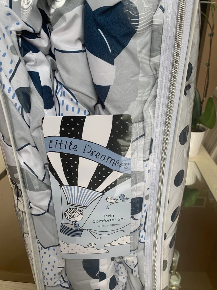 Комплект постельного белья Little Dreamers Twin Bears в горошек серый синий двусторонний НОВЫЙ - Изображение 2 из 4