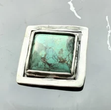 SILPADA RETIRED 925 STERLING SILVER GENUINE TURQUOISE SQUARE PENDANT N1509