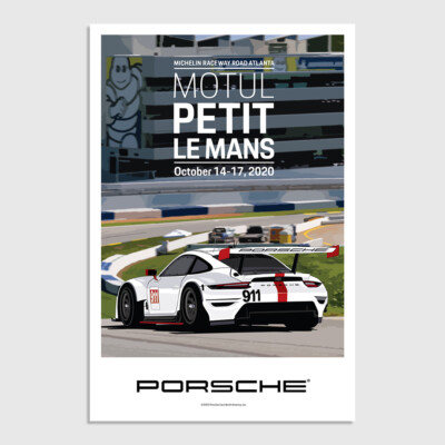 PORSCHE IMSA MOTUL PETIT LE MANS ROAD ATLANTA 2020 RACE POSTER 12'' x 18''