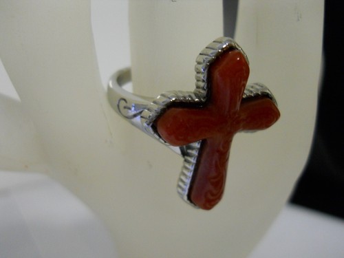 Anillo y collar de acero inoxidable TLC tallado ágata roja mejorada talla 6 #1093 - Imagen 6 de 8