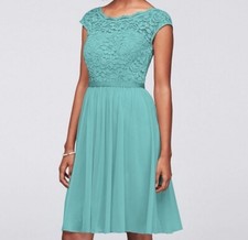 DAVIDS BRIDAL SHORT  DRESS WEDDING PARTY SIZE 6