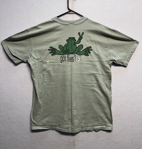 Vintage Peace Frogs Graphic T-Shirt XL Mint Green Cotton Casual Short Sleeve - Picture 9 of 12