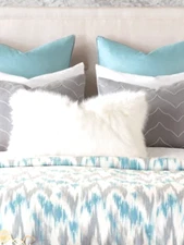 NWT King Eliose Ice Duvet Cover-Eastern Accents Ikat design-Retal $716 DVK-384