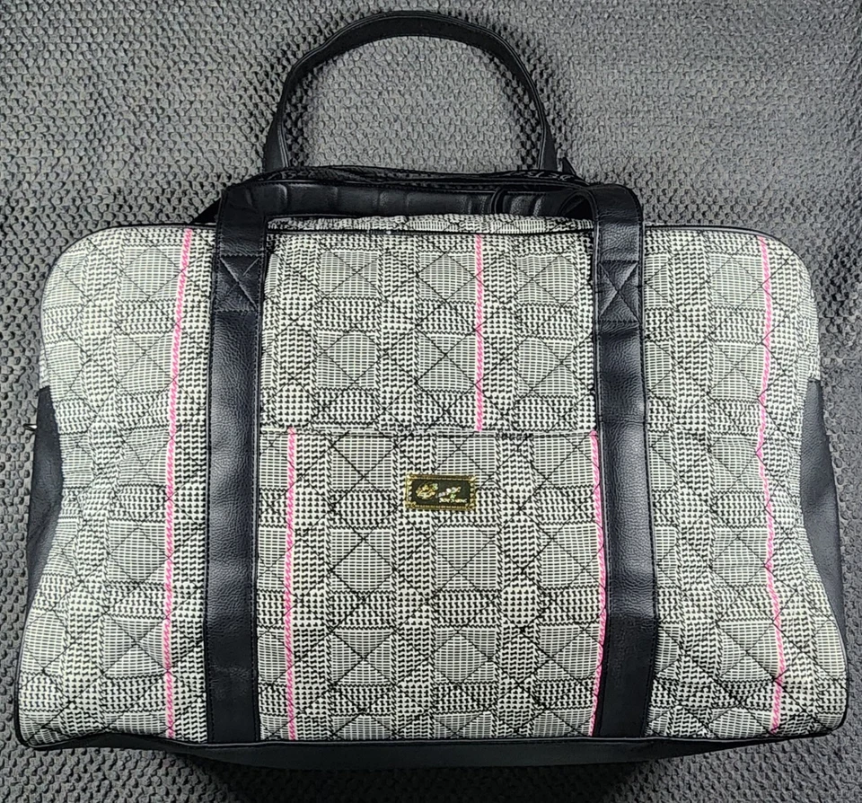 Bolso de Lona LUV BETSEY JOHNSON Weekender Negro Blanco Rayas Acolchado