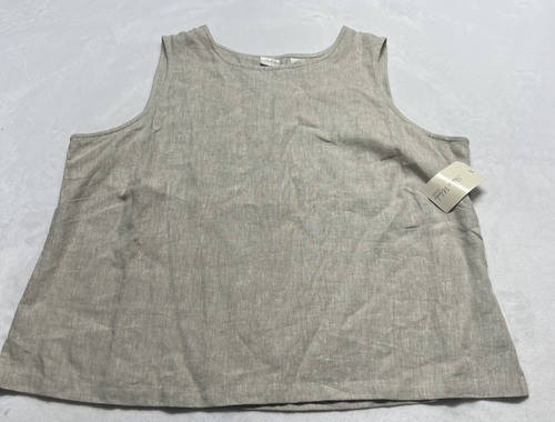 VTG NWT Womens 2X 100% Linen Sleeveless Tank Shell Minimalist Flax Natural Beige - Picture 11 of 11