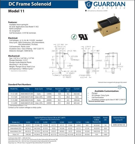 Guardian Electric 11-C-12VDC / A420-065572-00 Solenoid - Picture 2 of 6
