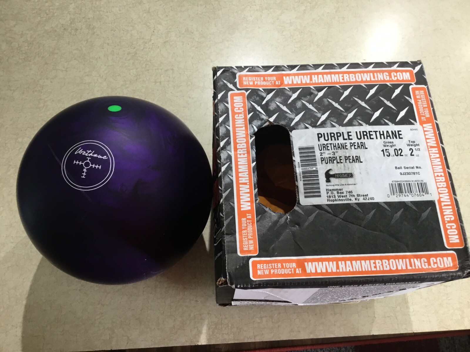 RARE NEW IN BOX Hammer Purple Urethane Hopkinsville 15lb Bowling Ball