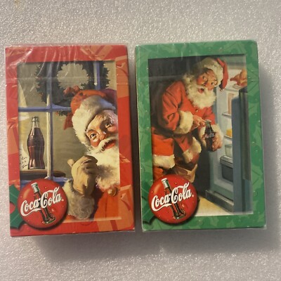 Coca-Cola Christmas Playing Cards Santa Claus 2 Deck Lot Bicycle Sealed (C47)