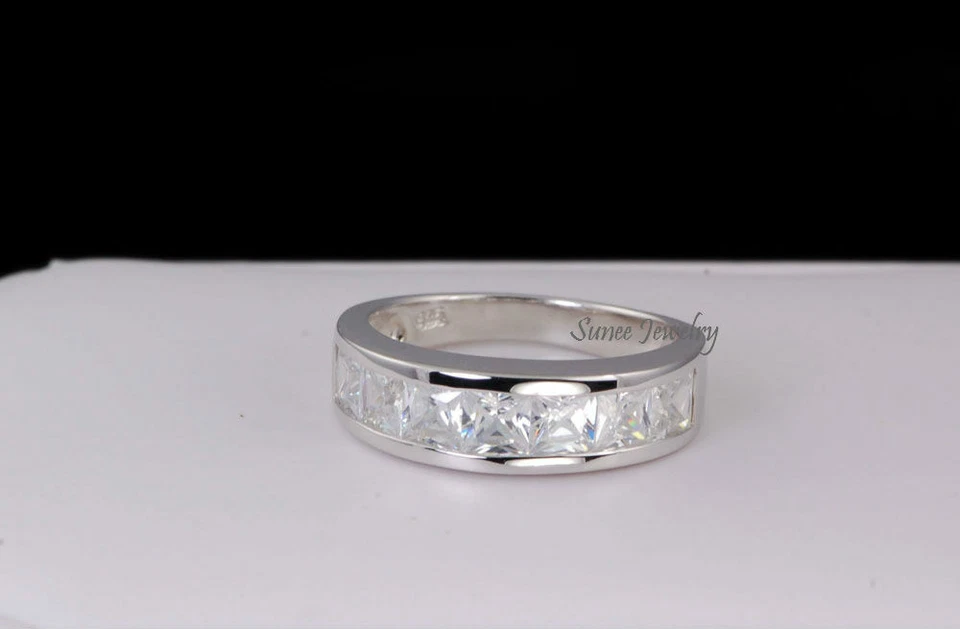 Alianza de boda de plata de ley para hombre talla 7 a 13,5 Foto 2 de 3