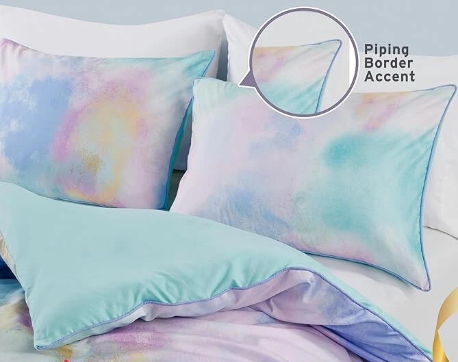 Intelligent Design Cassiopeia Tie Dye/Aqua Printed Comforter Set Queen/Full New - Image 3 of 4