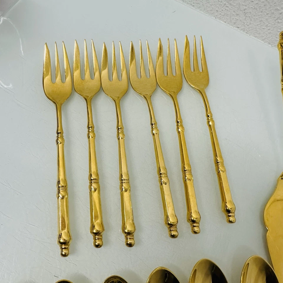 Auerhahn Tatjana Gold Besteck Kaffeelöffel Kuchengabeln Tortenheber Chambly - Bild 2 von 4