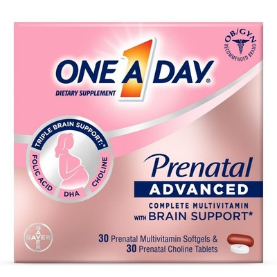 One A Day Prenatal Advanced Multivitamin with Brain Support Bottle of 60