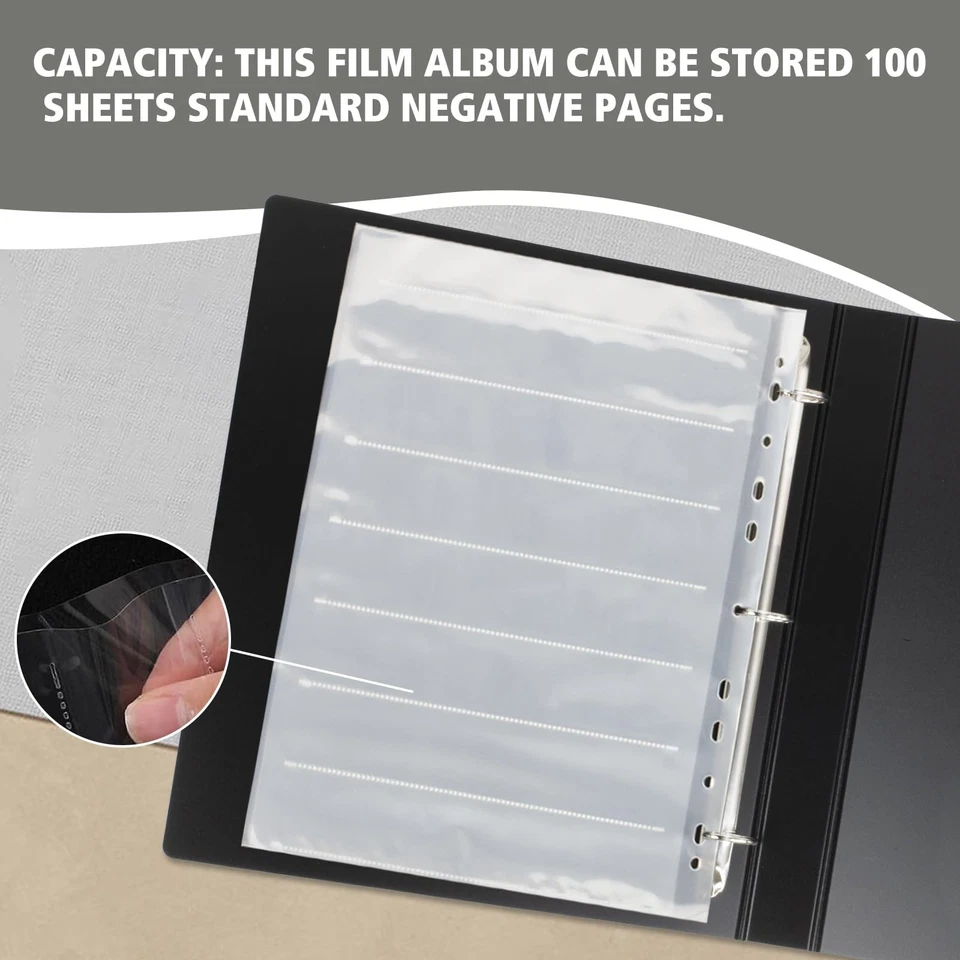 Hojas de almacenamiento de archivo 135 35 mm fundas para conservadores de páginas negativas con película Albu Foto 3 de 4