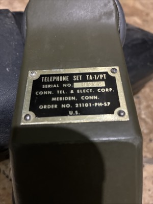 Vintage U.S. Army Military Field Telephone Set TA-1/PT & Carrying