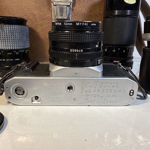 Canon AV-1 35mm SLR Camera w/3 Total Lenses, Flash, Filters, Flash, Working - Picture 6 of 21