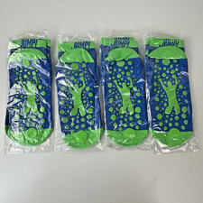NEW, Lot of 4. Non Slip Grip Trampoline Socks Medium Size 8 Blue Green Gripper