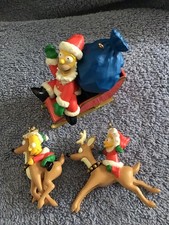 Simpsons Ornament Set Lot 3 BART MAGGIE HOMER The Simpsons TV sled Reindeer 2005