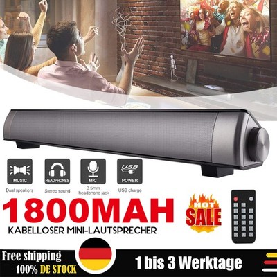 Bluetooth5.0 Wireless TV Soundbar Lautsprecher 3D USB Musikbox Subwoofer AUX/RCA