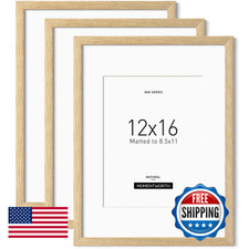 Momentworth 12X16 Frame Mat For 8.5X11 Set Of 3 Solid Oak Wood 12X16 Picture